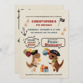 ストンプチョンプロアール恐竜パイレートボーイ誕生日 招待状 (正面/裏面)