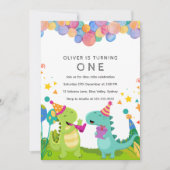 ストンプチョンプロア恐竜1歳の誕生日 招待状 (正面)