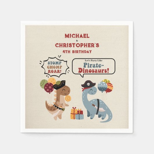 ストンプチョンプローラーパイレーツンボーイ誕生日 スタンダードカクテルナプキン (正面)