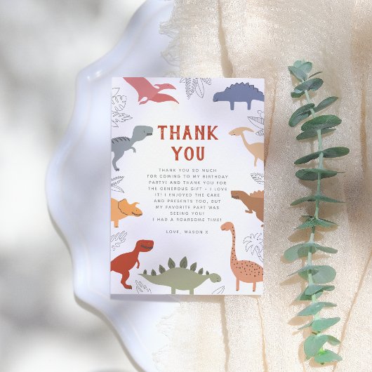 ストンプチョンプ轟音!恐竜の写真の誕生日パーティー サンキューカード