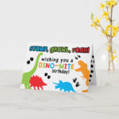 ストンプ、グロウ、吠える。恐竜ハッピーバースデー- GLS カード (黄色い花)