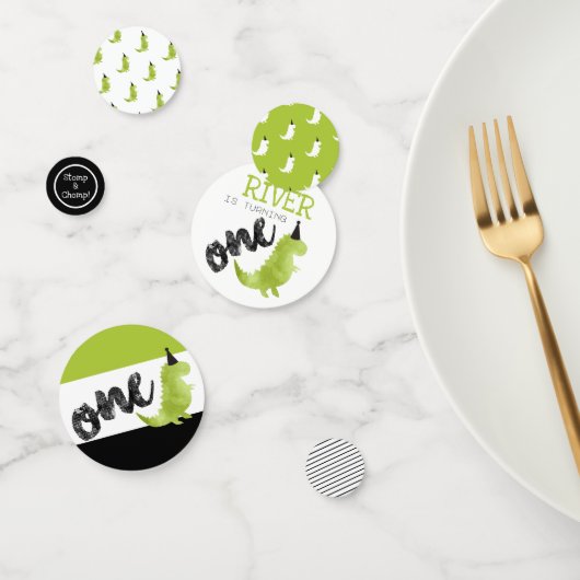 ストンプ&チョンプ恐竜ファースト誕生日グリーンディノ コンフェッティ (グループ)