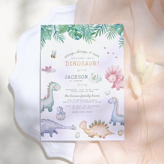 ストンプ、チョンプ&ロア恐竜ボーイズ誕生日パーティー 招待状