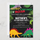 ストンプ、チョンプ&ロア恐竜誕生日 招待状 (正面)