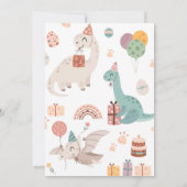 ストンプ、チョンプ&ロア水彩恐竜誕生日 招待状 (裏面)