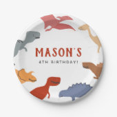 ストンプ、チョンプ、轟音！恐竜の少年の誕生日パーティー ペーパープレート (正面)