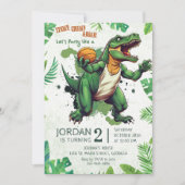 ストンプ、チョンプ、轟音！恐竜の誕生日パーティー 招待状 (正面)