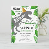 ストンプ、チョンプ、轟音！恐竜誕生日招待状 招待状 (スタンド正面)