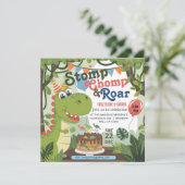 ストンプChomp Roar恐竜の一つsaurus誕生日 招待状 (スタンド正面)
