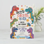 ストンプChomp Roar恐竜の一つsaurus誕生日 招待状 (スタンド正面)