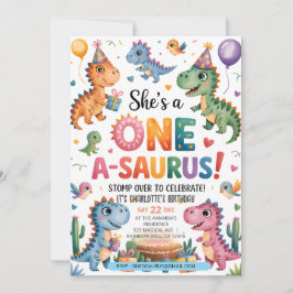 ストンプChomp Roar恐竜の一つsaurus誕生日 招待状