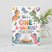 ストンプChomp Roar恐竜の一つsaurus誕生日 招待状 (スタンド正面)
