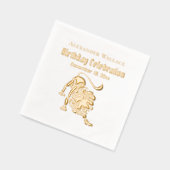 ストーキングライオンの誕生日パーティーお祝い名日付 箔ナプキン (左)