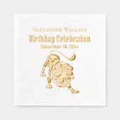 ストーキングライオンの誕生日パーティーお祝い名日 箔ナプキン (正面)