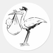 ストークがベビーのシールを持つ ラウンドシール (正面)