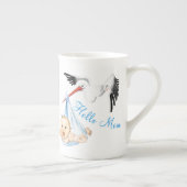 ストークとベビーおもしろい骨中国マグカップと文字 ボーンチャイナマグカップ (右)