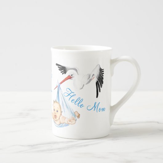 ストークとベビーおもしろい骨中国マグカップと文字 ボーンチャイナマグカップ (右)