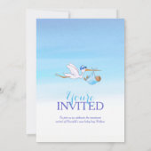 ストークと男の赤ちゃんベビーシャワー招待状 招待状 (裏面)