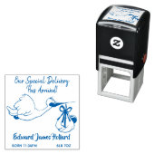 ストークと男の赤ちゃん/ガール誕生カスタムゴムスタンプ セルフインキングスタンプ (インサイチュ)