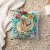 ストークガールベイビーシャワーフローラベビー誕生統計 クッション (ブランケット)