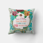 ストークガールベイビーシャワーフローラベビー誕生統計 クッション (裏面)