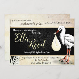 ストーククリームベビーシャワー招待状 招待状