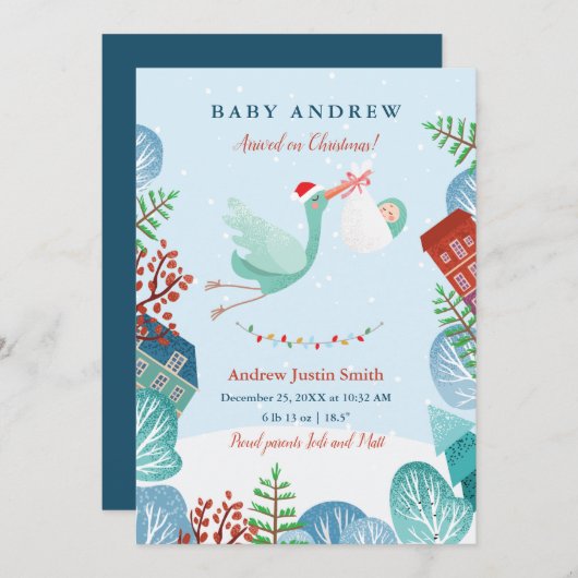 ストークサンタクロースクリスマス誕生アヌセメント シーズンカード (正面/裏面)