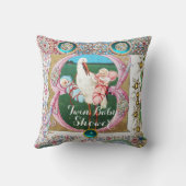 ストークツインボーイ – 女の子の赤ちゃんシャワー、フローラ宝石 クッション (裏面)