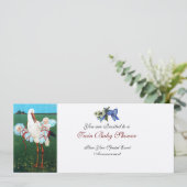 ストークツイン男の赤ちゃんシャワーシャンパンメタリック 招待状 (スタンド正面)