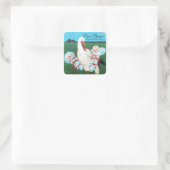 ストークツイン男の赤ちゃんシャワー、ティール（緑がかった色）ブルー スクエアシール (バッグ)