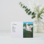 ストークツイン男の赤ちゃんシャワー、ホワイトパール紙 名刺 (スタンド正面)