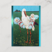 ストークツイン男の赤ちゃんシャワー、ホワイトパール紙 名刺 (裏面)