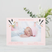 ストークデザインベビーガール誕生 案内状 (スタンド正面)