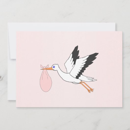 ストークデザインベビーガール誕生 案内状 (裏面)