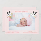 ストークデザインベビーガール誕生 案内状 (正面/裏面)