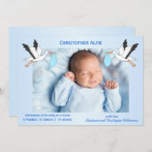 ストークデザイン男の赤ちゃん誕生 案内状 (正面/裏面)