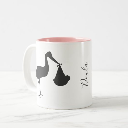 ストークデリバリーベビーナース助産師ドゥラコーヒーマグ ツートーンマグカップ (正面左)