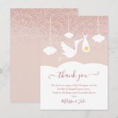 ストークバラ金ゴールドスターグリッターベビーシャワー詩 サンキューカード (正面/裏面)