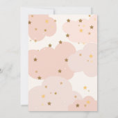 ストークピンクアンド金ゴールドグリッターガールベビーシャワー  招待状 (裏面)