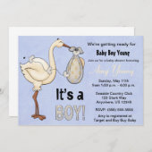 ストークブルーボーイベビーシャワー招待状 招待状 (正面/裏面)