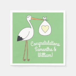 ストークベビーシャワーグリーン春 スタンダードカクテルナプキン