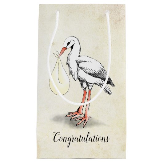 ストークベビーシャワー抱き枕（ニュートラル） スモールペーパーバッグ (正面)