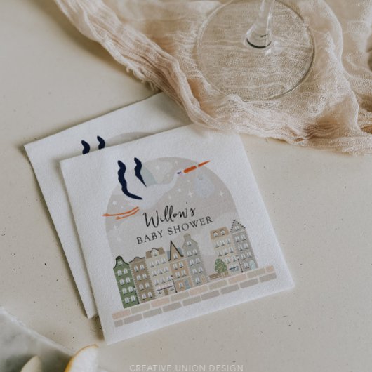 ストークボホベイビーシャワーベビー散水デコル スタンダードカクテルナプキン