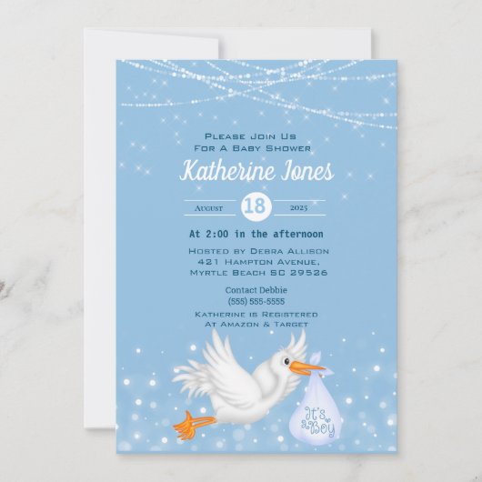 ストークボーイズベビーシャワー招待状 招待状 (正面)