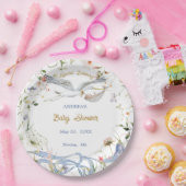 ストークワイルドフラワーリボンベビーシャワー紙 ペーパープレート (パーティー)