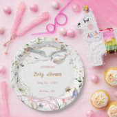 ストークワイルドフラワーリボンベビーシャワー紙 ペーパープレート (パーティー)