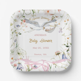 ストークワイルドフラワーリボン紙プレート ペーパープレート