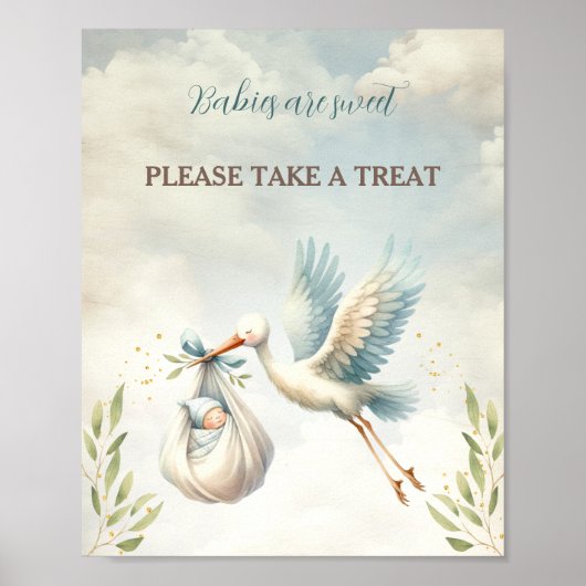 ストークヴィンテージブルーボーイベビーシャワーの好意のサイン ポスター (正面)