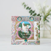 ストーク双子の少年の赤ちゃんシャワー、フローラ宝石 招待状 (スタンド正面)