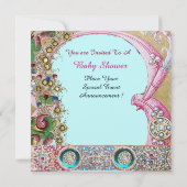 ストーク双子の少年の赤ちゃんシャワー、フローラ宝石 招待状 (裏面)